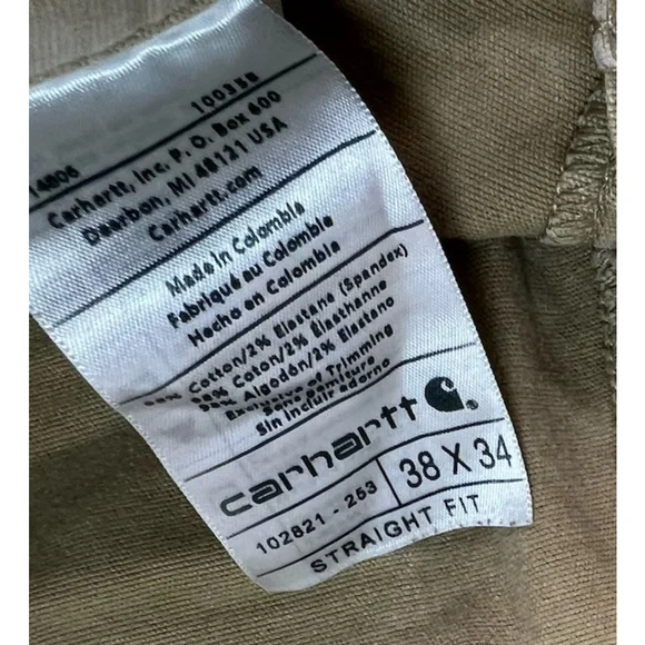 Carhartt Rugged Flex Rigby Straight Fit Pant Men’s 38x32 Tan Brown Beige 102821 - Picture 8 of 8